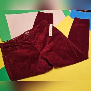 Tribal Jeans Ankle Jegging Mid-Rise Corduroy Dark Red Size 14 NWT